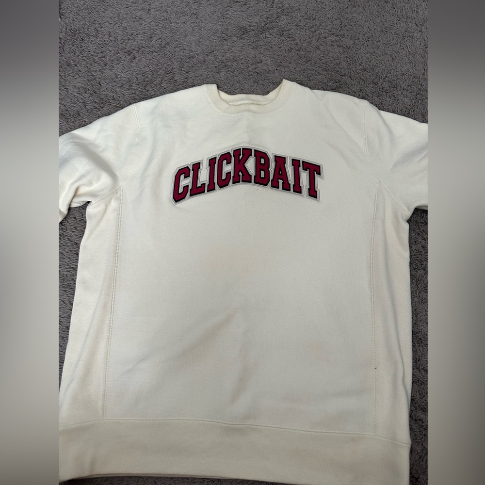 David Dobrik Clickbait Beige/White Pullover LARGE